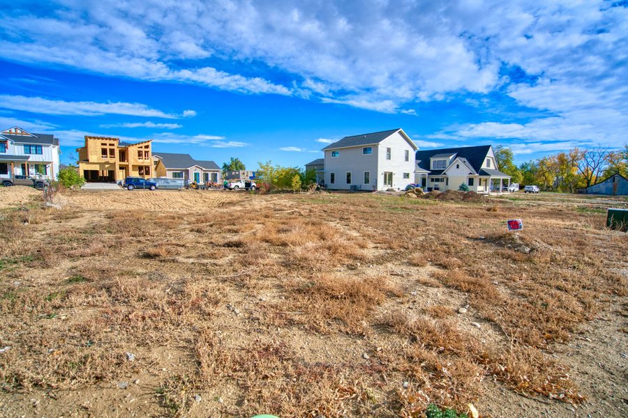 Aerial view of the buildable lot at 110 W William Street, Old Town Superior, Colorado